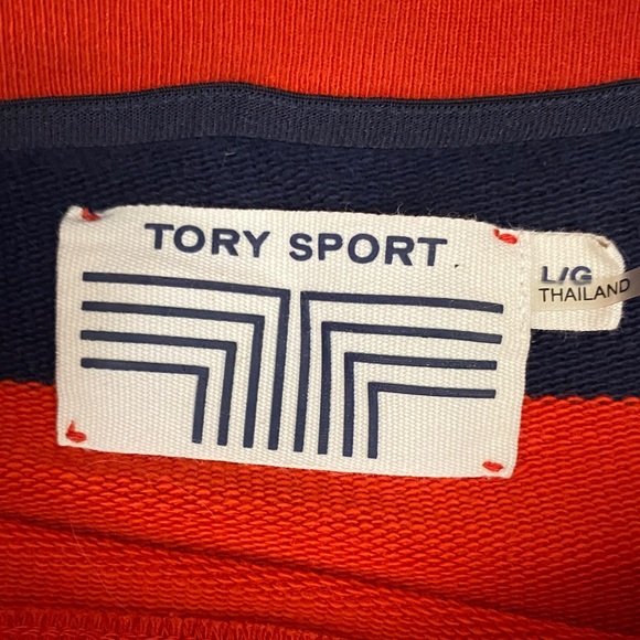 TORY BURCH SPORT Striped Letterman Crew $148 - Picture 8 of 15